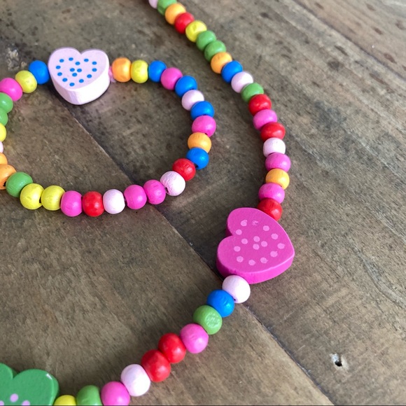 Girls Jewelry set of 5 Multicolor Bohemian Pink Heart - Picture 7 of 12